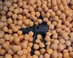 Step <p>* Mientras tanto ponga en el recipiente varoma la mariposa (servirá de cámara para no tapar todos los orificios) y encima de ésta los garbanzos cocidos</p> illustration