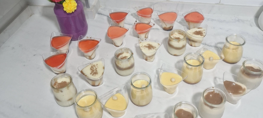 4 Postres en una receta: Flan de galletas lotus, flan de chocolate blanco, Pudin de arroz con leche, tarta de queso